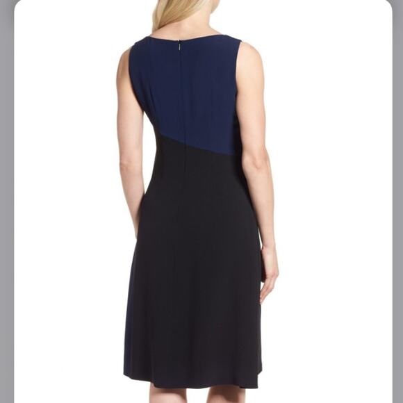 Boss by Hugo Boss V Neck Sleeveless A Line Dress Blue Black Size 6 New - Picture 2 of 10